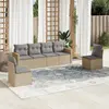 Image de vidaXL Salon de jardin avec coussins 6pcs mélange beige résine tressée