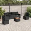 Image de vidaXL Salon de jardin 7 pcs avec coussins noir résine tressée