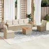 Image de vidaXL Salon de jardin avec coussins 7 pcs beige résine tressée