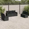 Image de vidaXL Salon de jardin 7 pcs avec coussins noir résine tressée