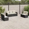 Image de vidaXL Salon de jardin 7 pcs avec coussins noir résine tressée