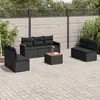 Image de vidaXL Salon de jardin 8 pcs avec coussins noir résine tressée