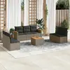 Image de vidaXL Salon de jardin 8 pcs avec coussins gris résine tressée