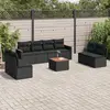 Image de vidaXL Salon de jardin 9 pcs avec coussins noir résine tressée