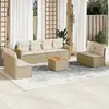 Image de vidaXL Salon de jardin avec coussins 9 pcs beige résine tressée
