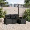 Image de vidaXL Salon de jardin 4 pcs avec coussins noir résine tressée
