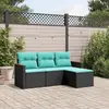 Image de vidaXL Salon de jardin 4 pcs avec coussins noir résine tressée