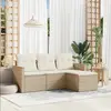 Image de vidaXL Salon de jardin avec coussins 4 pcs beige résine tressée