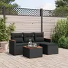 Image de vidaXL Salon de jardin 5 pcs avec coussins noir résine tressée