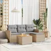 Image de vidaXL Salon de jardin avec coussins 5pcs mélange beige résine tressée