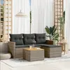 Image de vidaXL Salon de jardin 5 pcs avec coussins gris résine tressée
