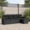 Image de vidaXL Salon de jardin 5 pcs avec coussins noir résine tressée