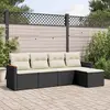 Image de vidaXL Salon de jardin 5 pcs avec coussins noir résine tressée