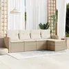 Image de vidaXL Salon de jardin avec coussins 5 pcs beige résine tressée