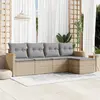 Image de vidaXL Salon de jardin avec coussins 5pcs mélange beige résine tressée