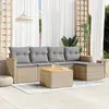 Image de vidaXL Salon de jardin avec coussins 6pcs mélange beige résine tressée