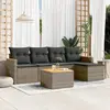 Image de vidaXL Salon de jardin 6 pcs avec coussins gris résine tressée