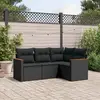 Image de vidaXL Salon de jardin 4 pcs avec coussins noir résine tressée