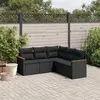 Image de vidaXL Salon de jardin 5 pcs avec coussins noir résine tressée