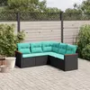 Image de vidaXL Salon de jardin 5 pcs avec coussins noir résine tressée
