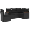 Image de vidaXL Salon de jardin 5 pcs avec coussins noir résine tressée