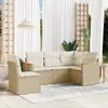 Image de vidaXL Salon de jardin avec coussins 5 pcs beige résine tressée