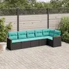 Image de vidaXL Salon de jardin 6 pcs avec coussins noir résine tressée