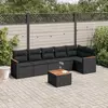 Image de vidaXL Salon de jardin 7 pcs avec coussins noir résine tressée