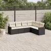 Image de vidaXL Salon de jardin 6 pcs avec coussins noir résine tressée