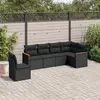 Image de vidaXL Salon de jardin 6 pcs avec coussins noir résine tressée