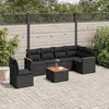 Image de vidaXL Salon de jardin 7 pcs avec coussins noir résine tressée