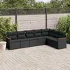 Image de vidaXL Salon de jardin 7 pcs avec coussins noir résine tressée