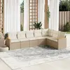 Image de vidaXL Salon de jardin avec coussins 7 pcs beige résine tressée