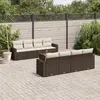 Image de vidaXL Salon de jardin avec coussins 9 pcs marron résine tressée
