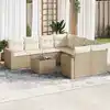Image de vidaXL Salon de jardin avec coussins 9 pcs beige résine tressée