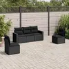 Image de vidaXL Salon de jardin 5 pcs avec coussins noir résine tressée