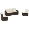 Image de vidaXL Salon de jardin avec coussins 5 pcs marron résine tressée