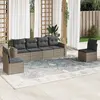 Image de vidaXL Salon de jardin 6 pcs avec coussins gris résine tressée