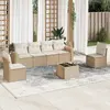 Image de vidaXL Salon de jardin avec coussins 7 pcs beige résine tressée