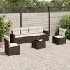 Image de vidaXL Salon de jardin avec coussins 7 pcs marron résine tressée