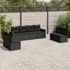 Image de vidaXL Salon de jardin 8 pcs avec coussins noir résine tressée