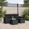 Image de vidaXL Salon de jardin 5 pcs avec coussins noir résine tressée