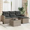 Image de vidaXL Salon de jardin 5 pcs avec coussins gris résine tressée
