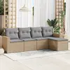 Image de vidaXL Salon de jardin avec coussins 5 pcs beige résine tressée