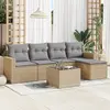 Image de vidaXL Salon de jardin avec coussins 6 pcs beige résine tressée