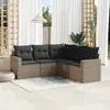 Image de vidaXL Salon de jardin 5 pcs avec coussins gris résine tressée