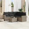 Image de vidaXL Salon de jardin 6 pcs avec coussins gris résine tressée