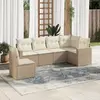 Image de vidaXL Salon de jardin avec coussins 6 pcs beige résine tressée