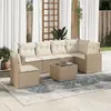 Image de vidaXL Salon de jardin avec coussins 7 pcs beige résine tressée