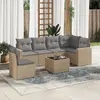 Image de vidaXL Salon de jardin avec coussins 7 pcs beige résine tressée